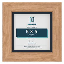 Oak 6 x 6 inch picture frame with a Pacific Blue mount for a 5 x 5 inch photo