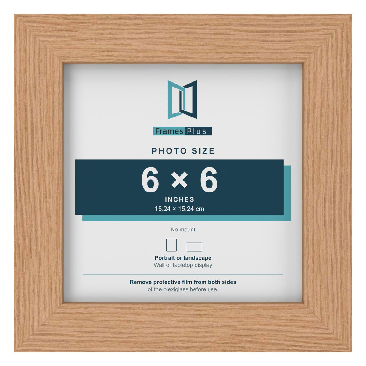 Oak picture frame for a 6 x 6 inch photo