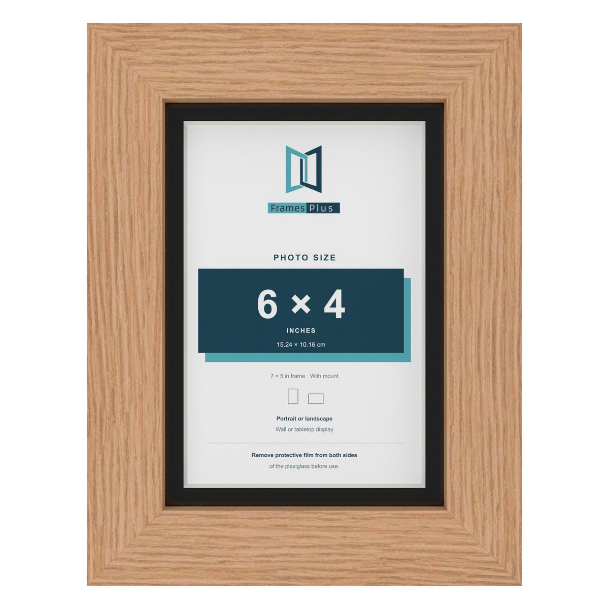 Oak 7 x 5 inch picture frame with a black mount for a 6 x 4 inch photo