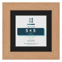 Oak 7 x 7 inch picture frame with a black mount for a 5 x 5 inch photo