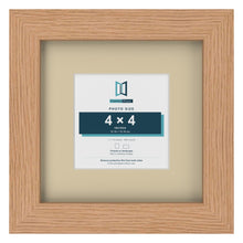 Oak 7 x 7 inch picture frame with an ivory mount for a 4 x 4 inch photo