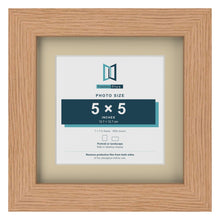 Oak 7 x 7 inch picture frame with an ivory mount for a 5 x 5 inch photo
