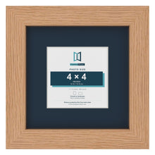 Oak 7 x 7 inch picture frame with a Pacific Blue mount for a 4 x 4 inch photo