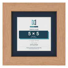 Oak 7 x 7 inch picture frame with a Pacific Blue mount for a 5 x 5 inch photo