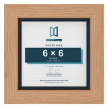 Oak 7 x 7 inch picture frame with a Pacific Blue mount for a 6 x 6 inch photo