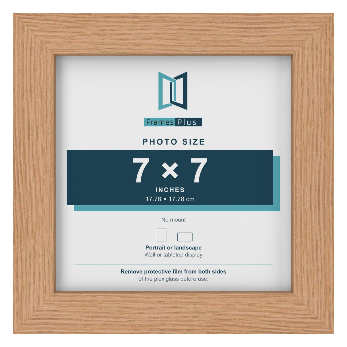 Oak picture frame for a 7 x 7 inch photo