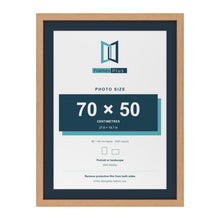 Oak 80 x 60 cm picture frame with a Pacific Blue mount for a 70 x 50 cm photo