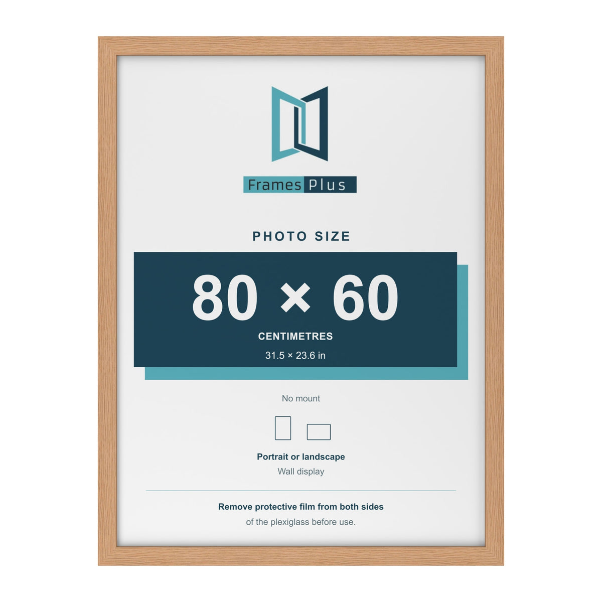 Oak picture frame for a 80 x 60 cm photo