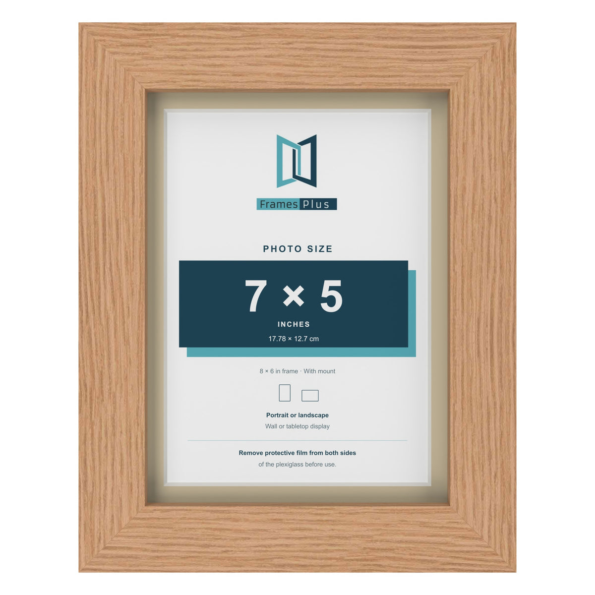 Oak 8 x 6 inch picture frame with an ivory mount for a 7 x 5 inch photo