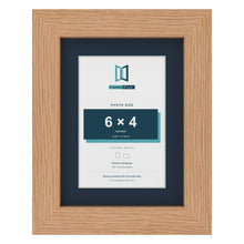 Oak 8 x 6 inch picture frame with a Pacific Blue mount for a 6 x 4 inch photo