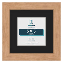 Oak 8 x 8 inch picture frame with a black mount for a 5 x 5 inch photo