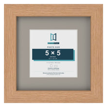 Oak 8 x 8 inch picture frame with a Dawn Grey mount for a 5 x 5 inch photo