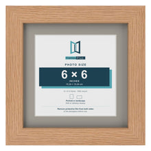 Oak 8 x 8 inch picture frame with a Dawn Grey mount for a 6 x 6 inch photo