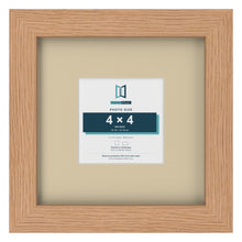 Oak 8 x 8 inch picture frame with an ivory mount for a 4 x 4 inch photo