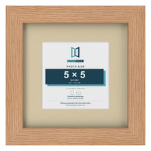 Oak 8 x 8 inch picture frame with an ivory mount for a 5 x 5 inch photo