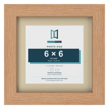 Oak 8 x 8 inch picture frame with an ivory mount for a 6 x 6 inch photo