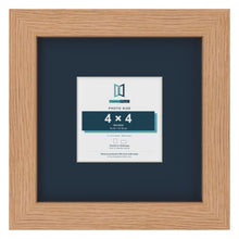 Oak 8 x 8 inch picture frame with a Pacific Blue mount for a 4 x 4 inch photo