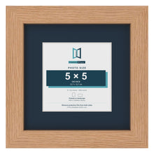 Oak 8 x 8 inch picture frame with a Pacific Blue mount for a 5 x 5 inch photo