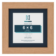 Oak 8 x 8 inch picture frame with a Pacific Blue mount for a 6 x 6 inch photo