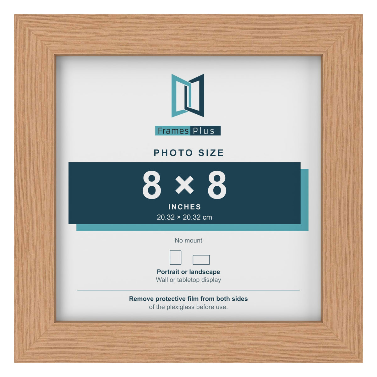 Oak picture frame for a 8 x 8 inch photo