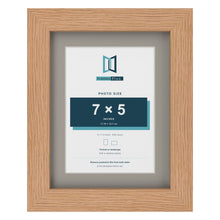 Oak 9 x 7 inch picture frame with a Dawn Grey mount for a 7 x 5 inch photo