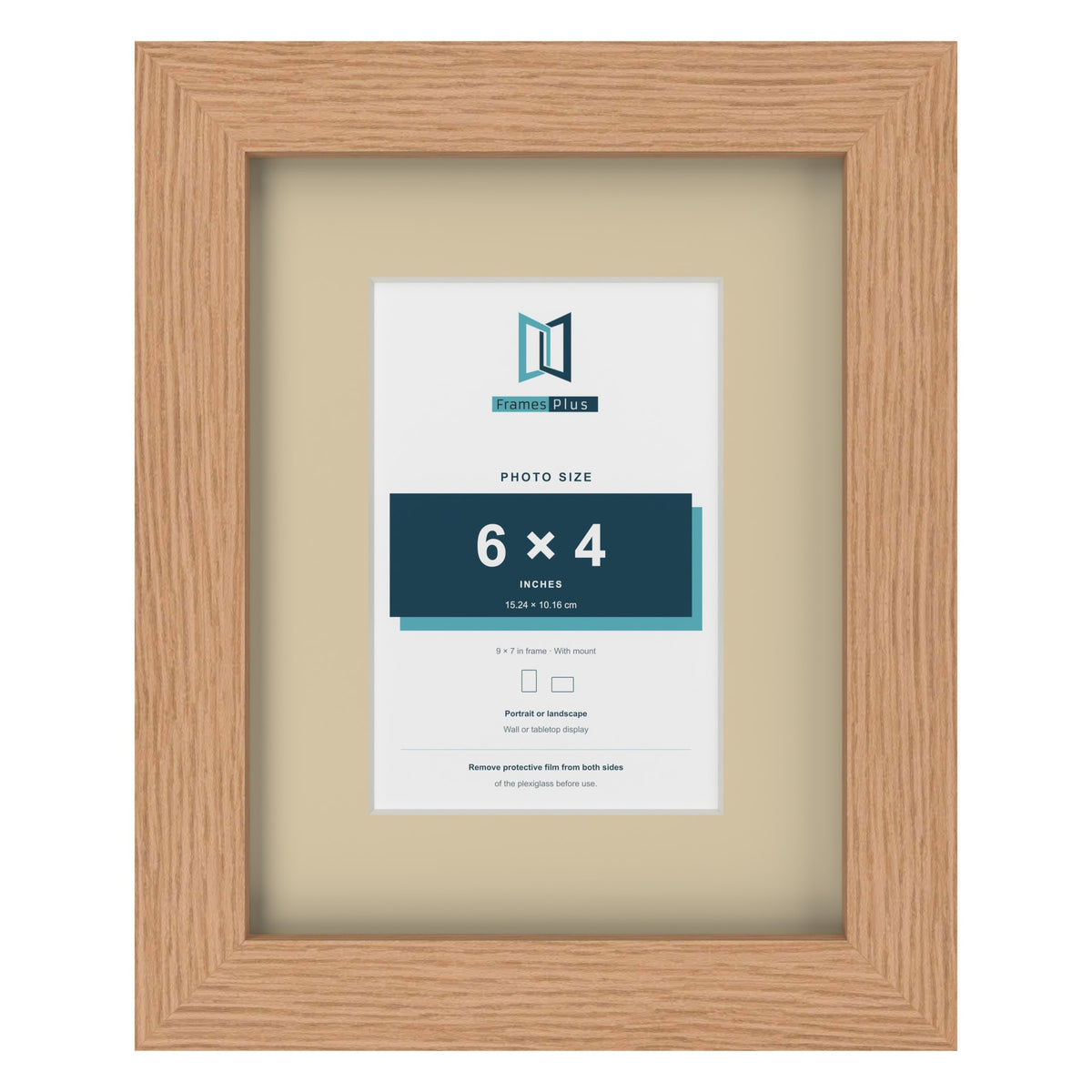 Oak 9 x 7 inch picture frame with an ivory mount for a 6 x 4 inch photo