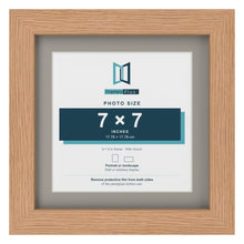 Oak 9 x 9 inch picture frame with a Dawn Grey mount for a 7 x 7 inch photo