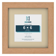 Oak 9 x 9 inch picture frame with an ivory mount for a 6 x 6 inch photo