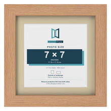 Oak 9 x 9 inch picture frame with an ivory mount for a 7 x 7 inch photo
