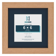 Oak 9 x 9 inch picture frame with a Pacific Blue mount for a 6 x 6 inch photo