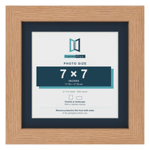 Oak 9 x 9 inch picture frame with a Pacific Blue mount for a 7 x 7 inch photo