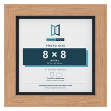 Oak 9 x 9 inch picture frame with a Pacific Blue mount for an 8 x 8 inch photo