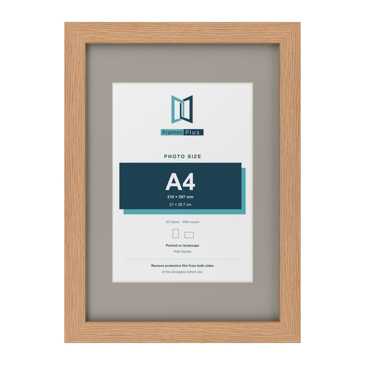 Oak A3 picture frame with a Dawn Grey mount for an A4 photo