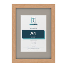 Oak A3 picture frame with a Dawn Grey mount for an A4 photo
