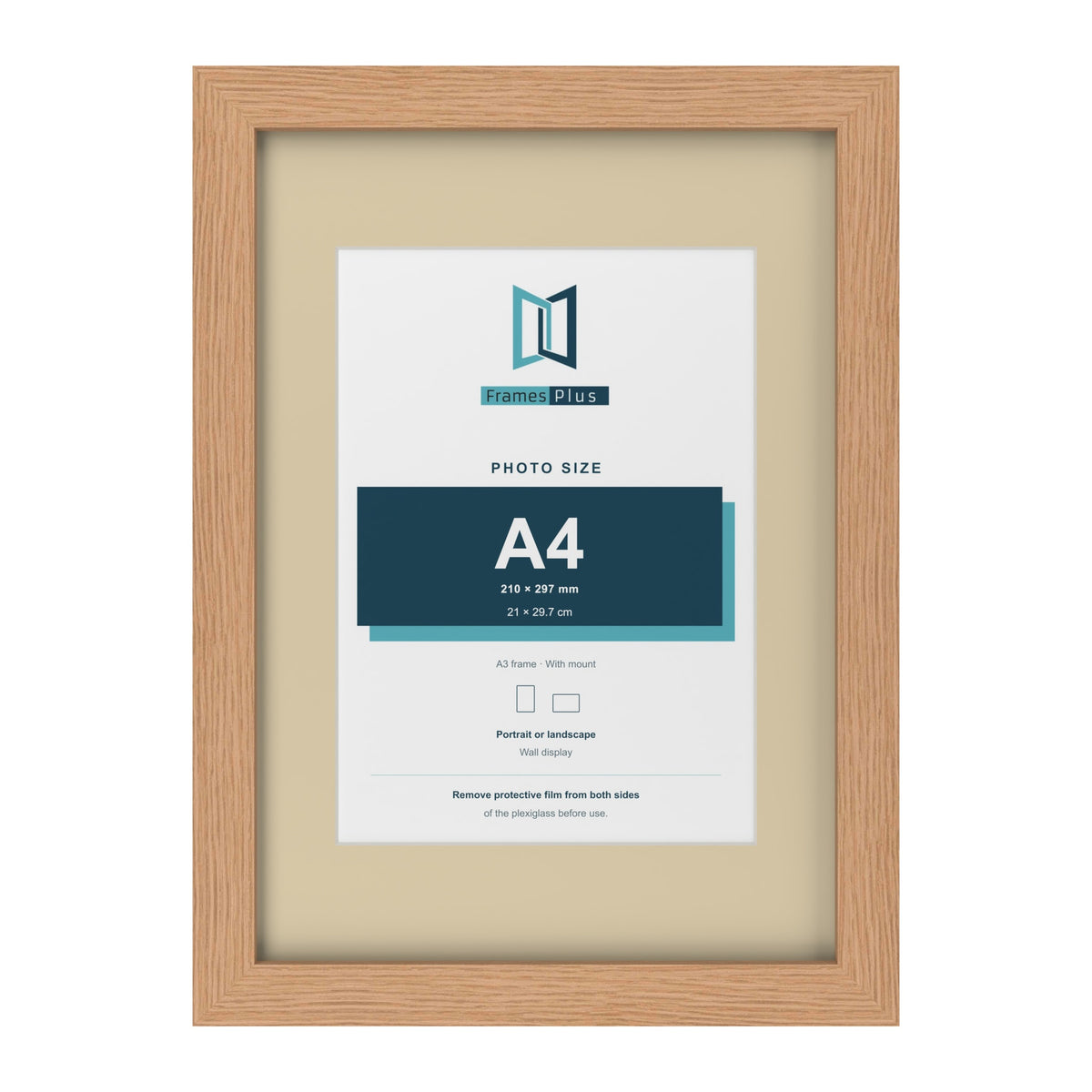 Oak A3 picture frame with an ivory mount for an A4 photo