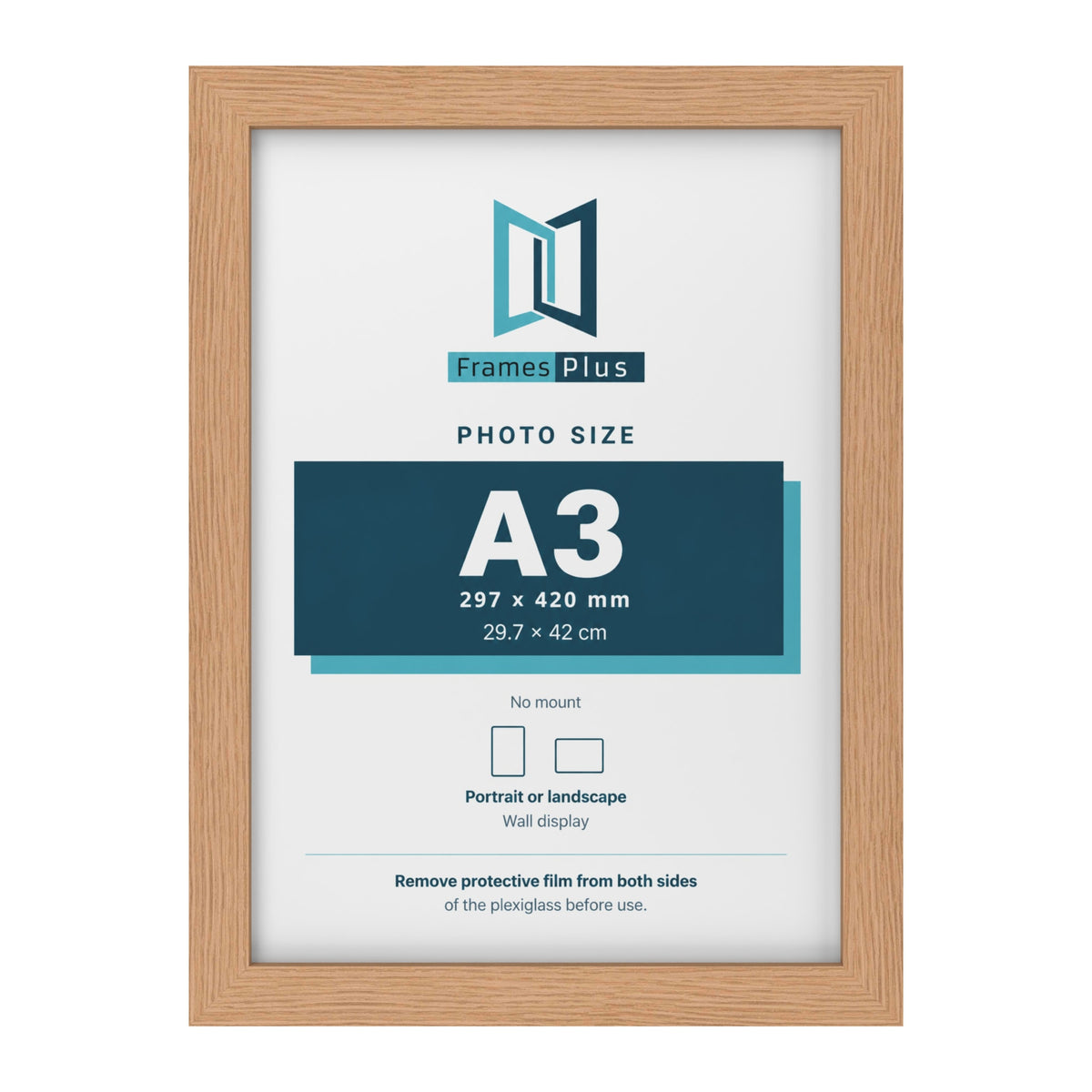 Oak picture frame for an A3 photo