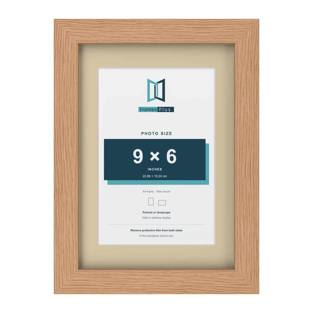 Oak A4 picture frame with an ivory mount for a 9 x 6 inch photo