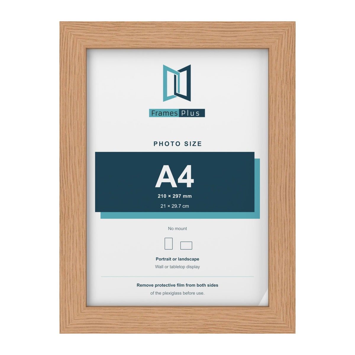 Oak picture frame for an A4 photo