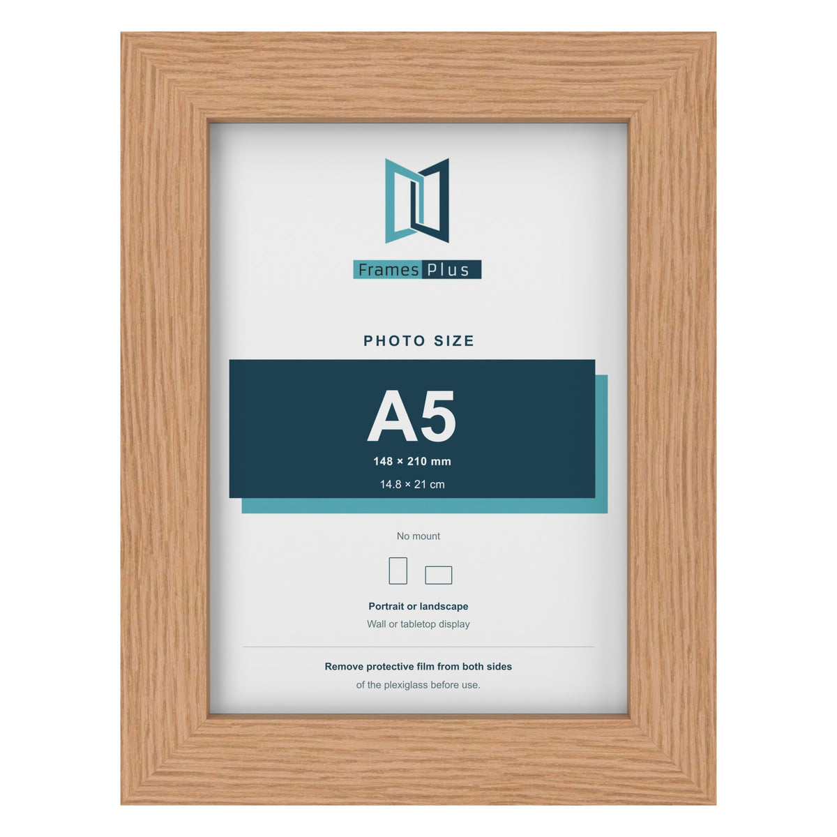 Oak picture frame for an A5 photo