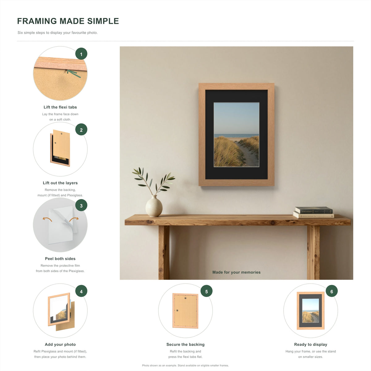 How to put a photo in a Oak frame with a black mount in six steps