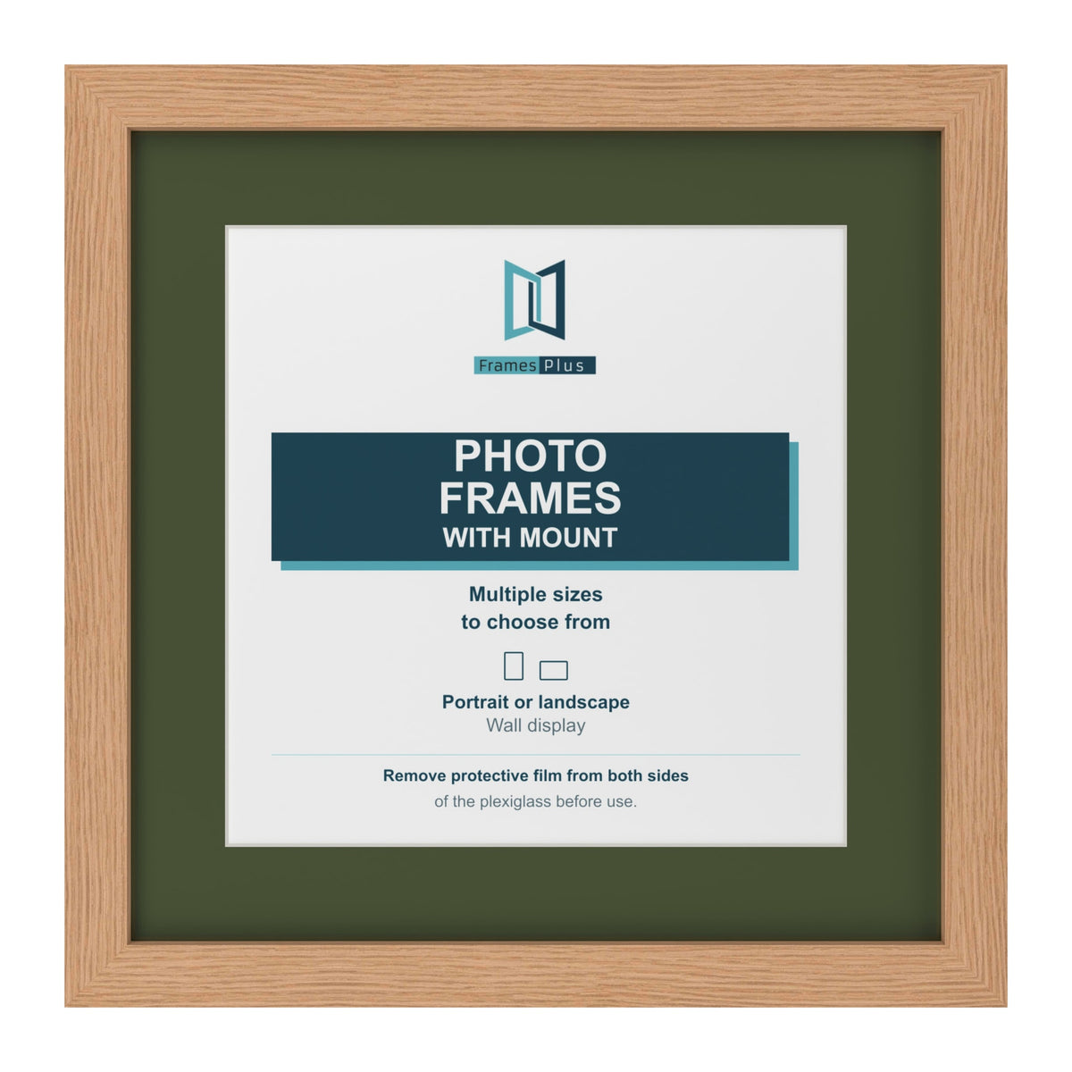 Oak picture frame with a green mount