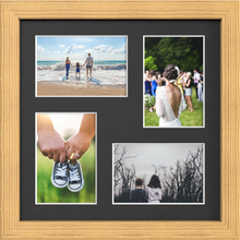 Pine Multi-Aperture Frame for 4 Photos 6x4" with Black Mount displaying photographs