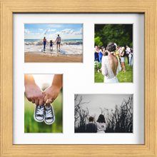 Pine Multi-Aperture Frame for 4 Photos 6x4" with White Mount displaying photographs