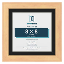 Pine 10 x 10 inch picture frame with a black mount for an 8 x 8 inch photo