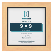 Pine 10 x 10 inch picture frame with a Pacific Blue mount for a 9 x 9 inch photo