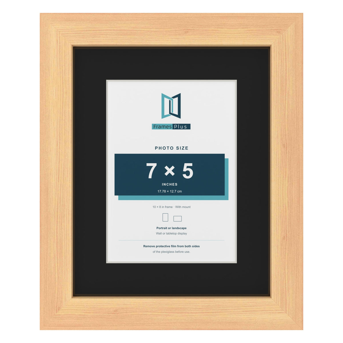 Pine 10 x 8 inch picture frame with a black mount for a 7 x 5 inch photo