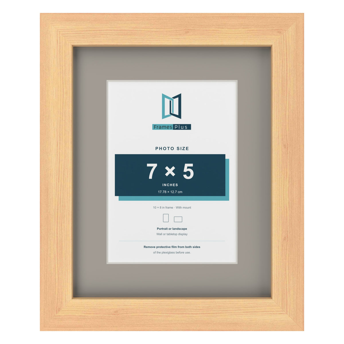 Pine 10 x 8 inch picture frame with a Dawn Grey mount for a 7 x 5 inch photo