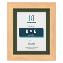 Pine 10 x 8 inch picture frame with a green mount for an 8 x 6 inch photo