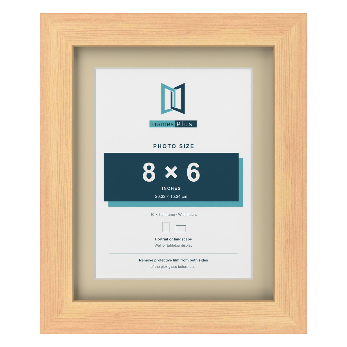 Pine 10 x 8 inch picture frame with an ivory mount for an 8 x 6 inch photo