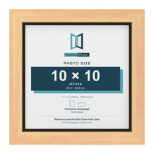 Pine 11 x 11 inch picture frame with a black mount for a 10 x 10 inch photo